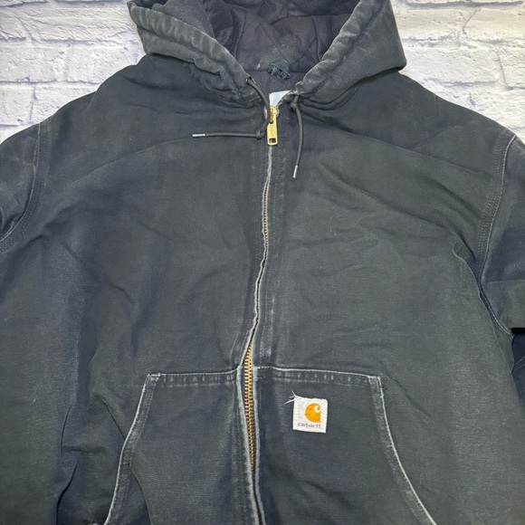 Carhartt Jacket Mens 2XL Tall Black J140 Loose Fit Quilted Hooded Duck Work - Picture 9 of 15